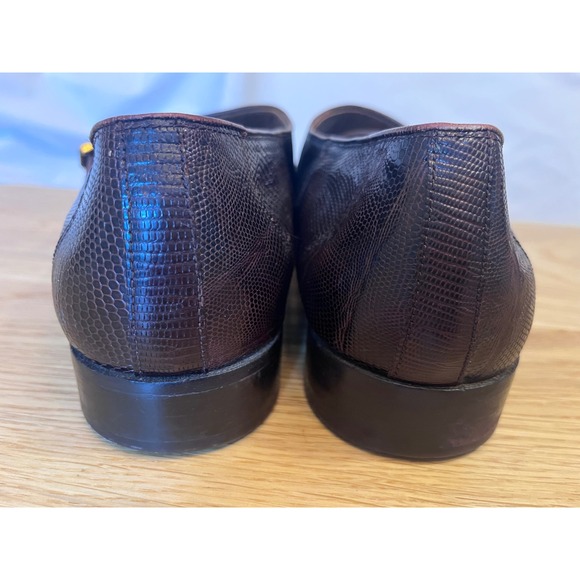 Giorgio Brutini Monk Strap Loafers 12M Brown Genuine Lizard Skin Classic Luxury